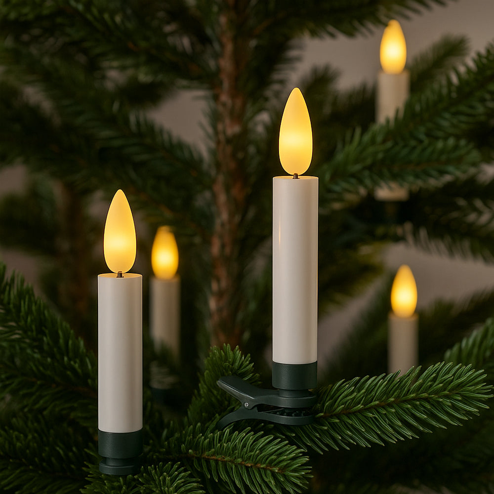 Bougies LED sans fil pour sapin de Noël avec télécommande – 10, 20 ou 30 pièces