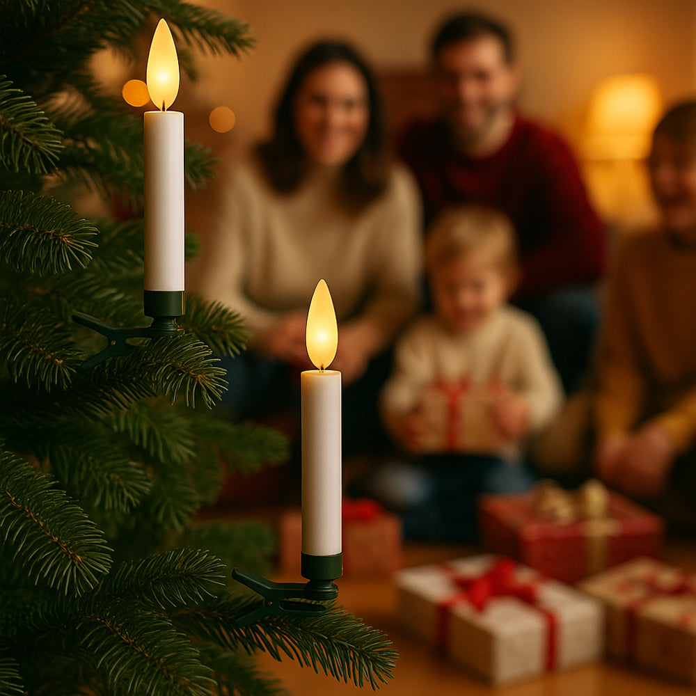 Bougies LED sans fil pour sapin de Noël avec télécommande – 10, 20 ou 30 pièces
