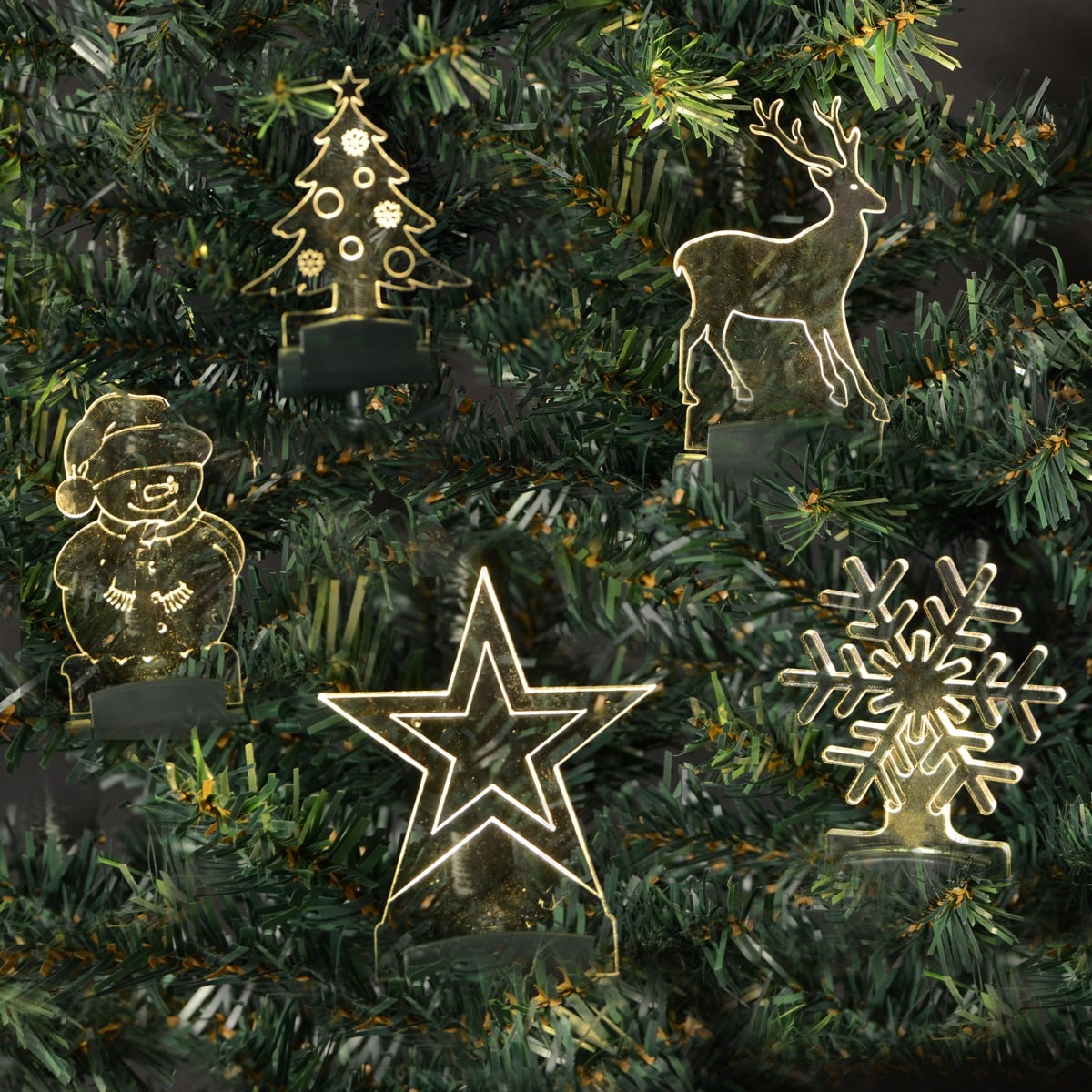 Wireless LED Motif Lights for Christmas Tree or Window - Includes Remote Control