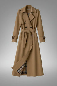 Trench-coat pour femme à double boutonnage, ceinturé et à revers crantés