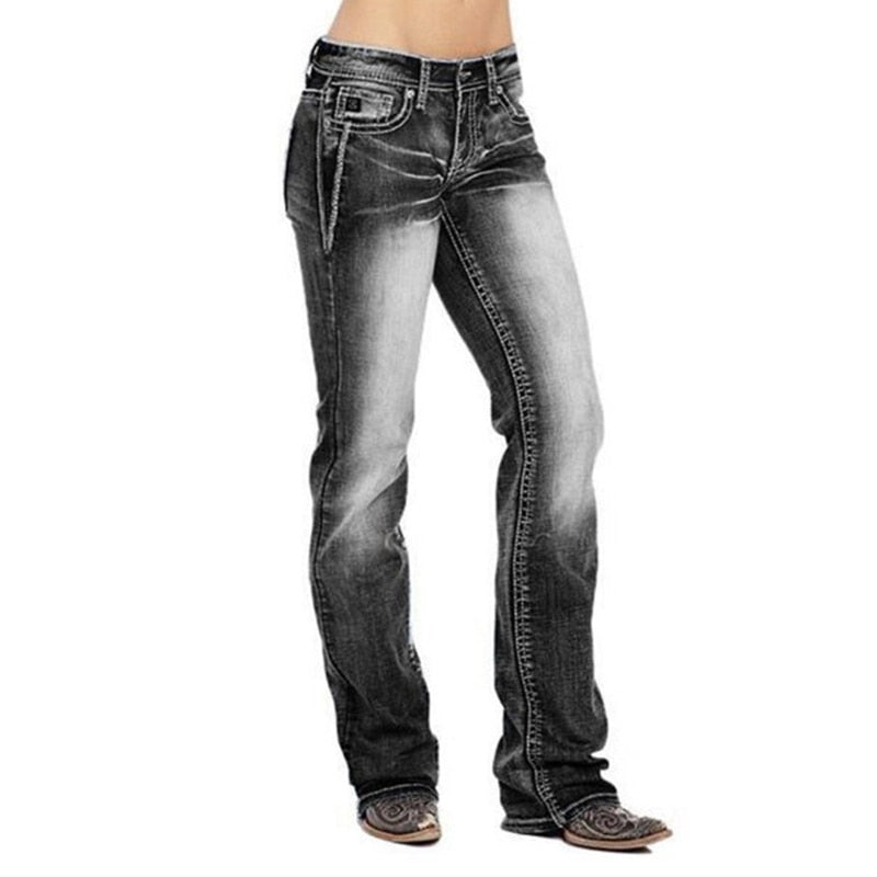 Women's Bootcut Jeans with Flag Details