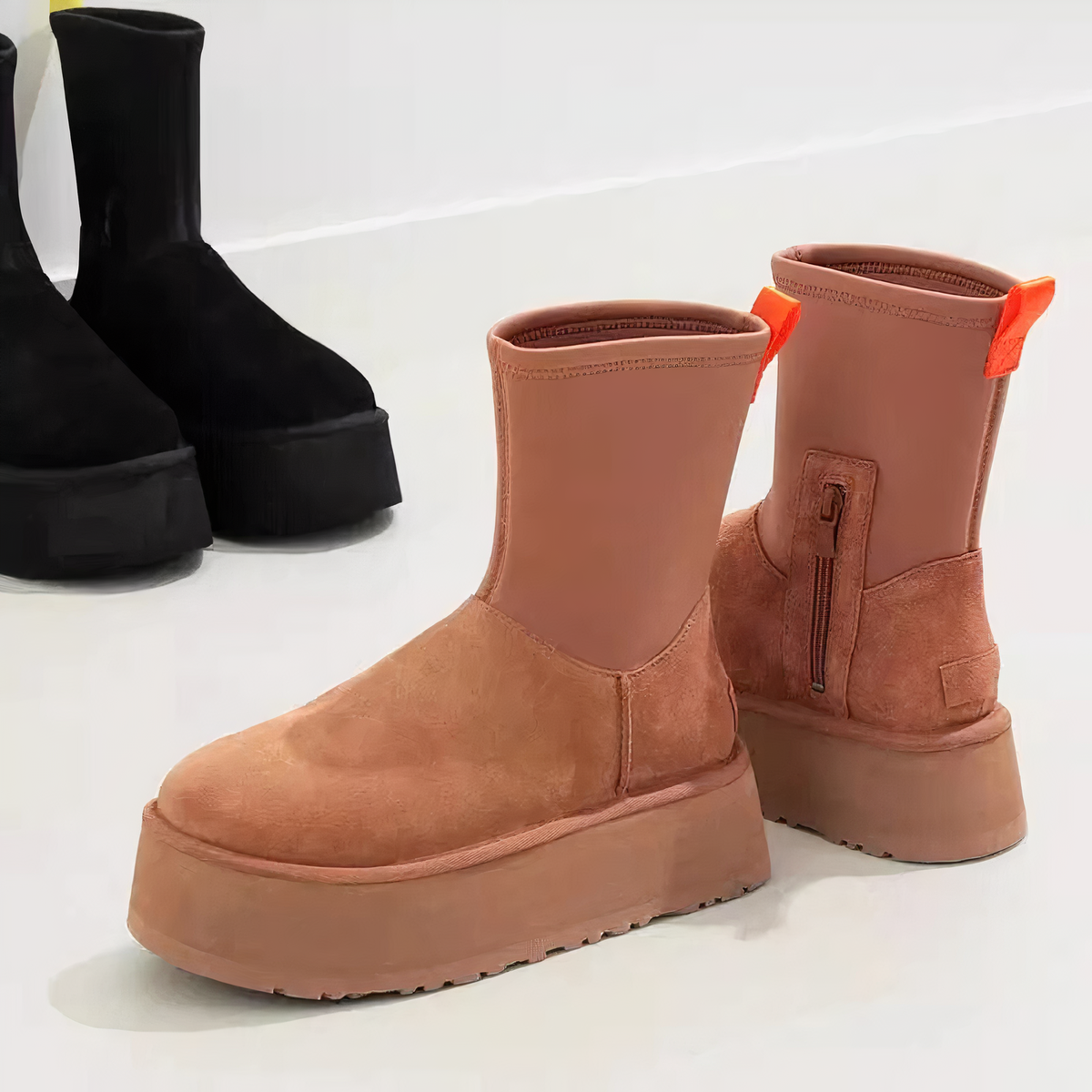 Bottes pour femme à tige lisse et fermeture éclair latérale