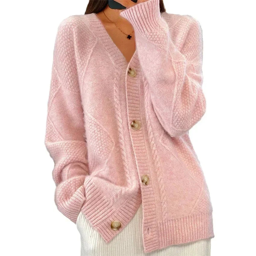 Women's Cardigan – Soft Cashmere Knit with Buttons & Elegant Long Sleeves