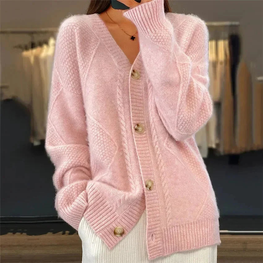 Women's Cardigan – Soft Cashmere Knit with Buttons & Elegant Long Sleeves
