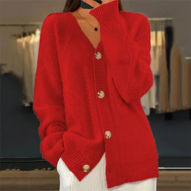 Women's Cardigan – Soft Cashmere Knit with Buttons & Elegant Long Sleeves