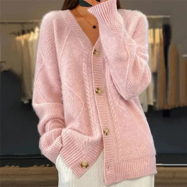 Women's Cardigan – Soft Cashmere Knit with Buttons & Elegant Long Sleeves