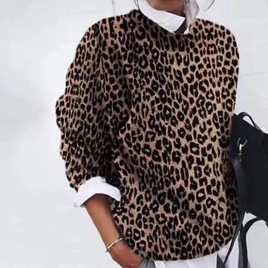 Pull décontracté léopard pour femme