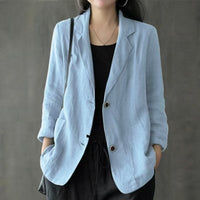 Women's Casual Linen Blazer with Pockets