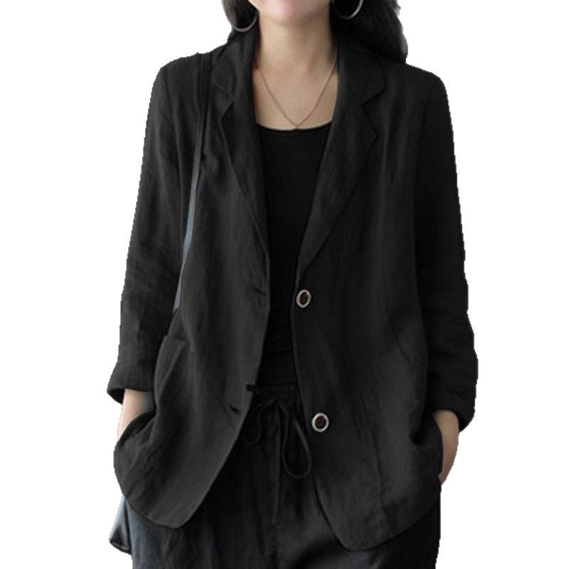 Women's Casual Linen Blazer with Pockets
