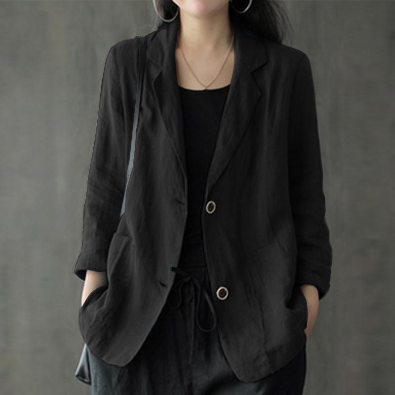 Women's Casual Linen Blazer with Pockets