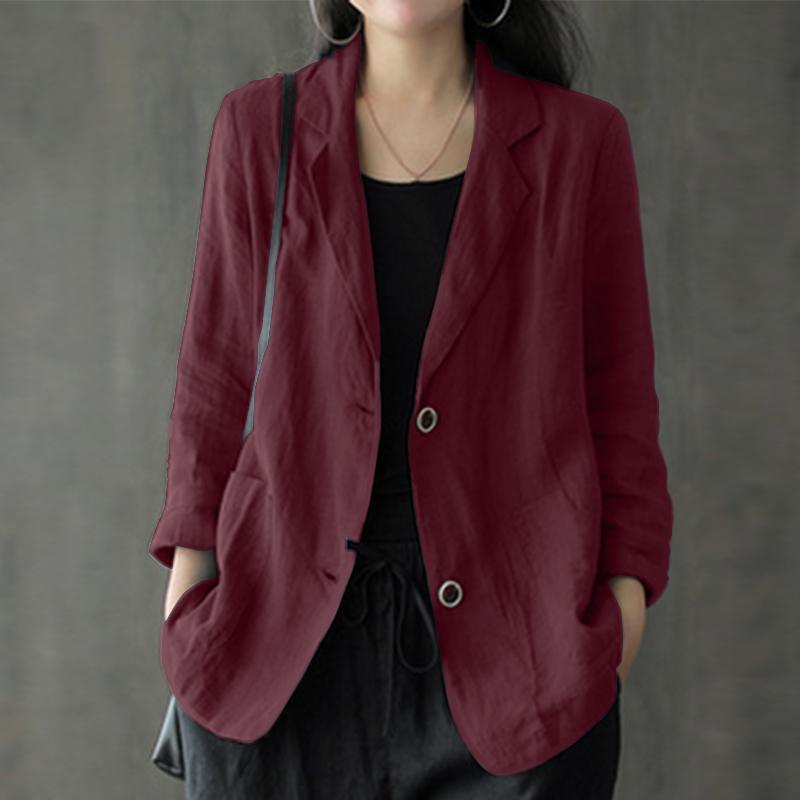 Women's Casual Linen Blazer with Pockets