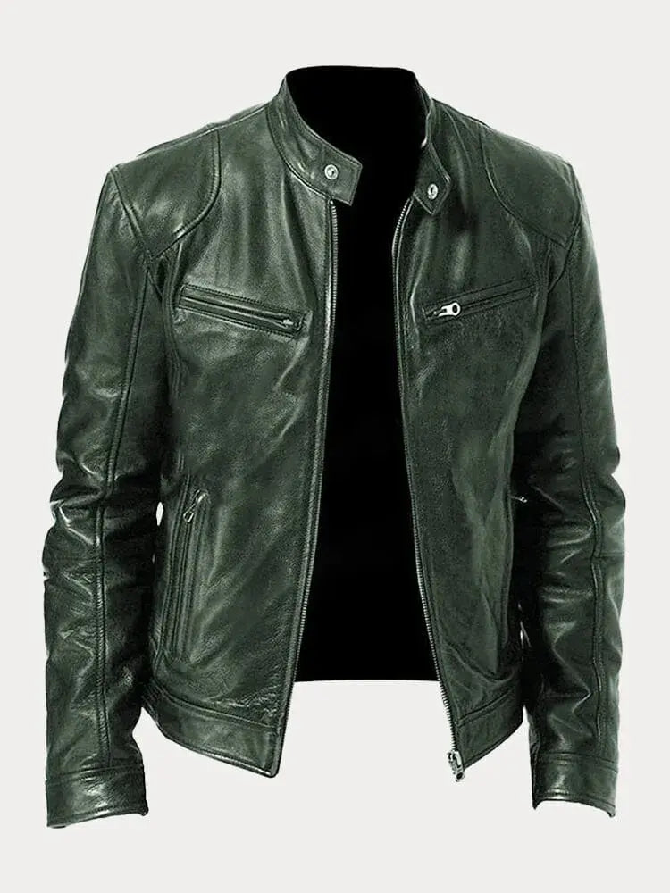 Women's Casual Long-Sleeve Leather Jacket with Relaxed Fit