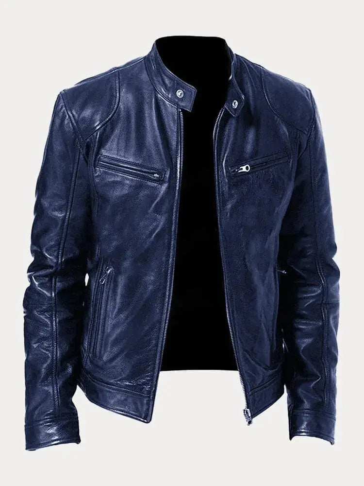 Women's Casual Long-Sleeve Leather Jacket with Relaxed Fit