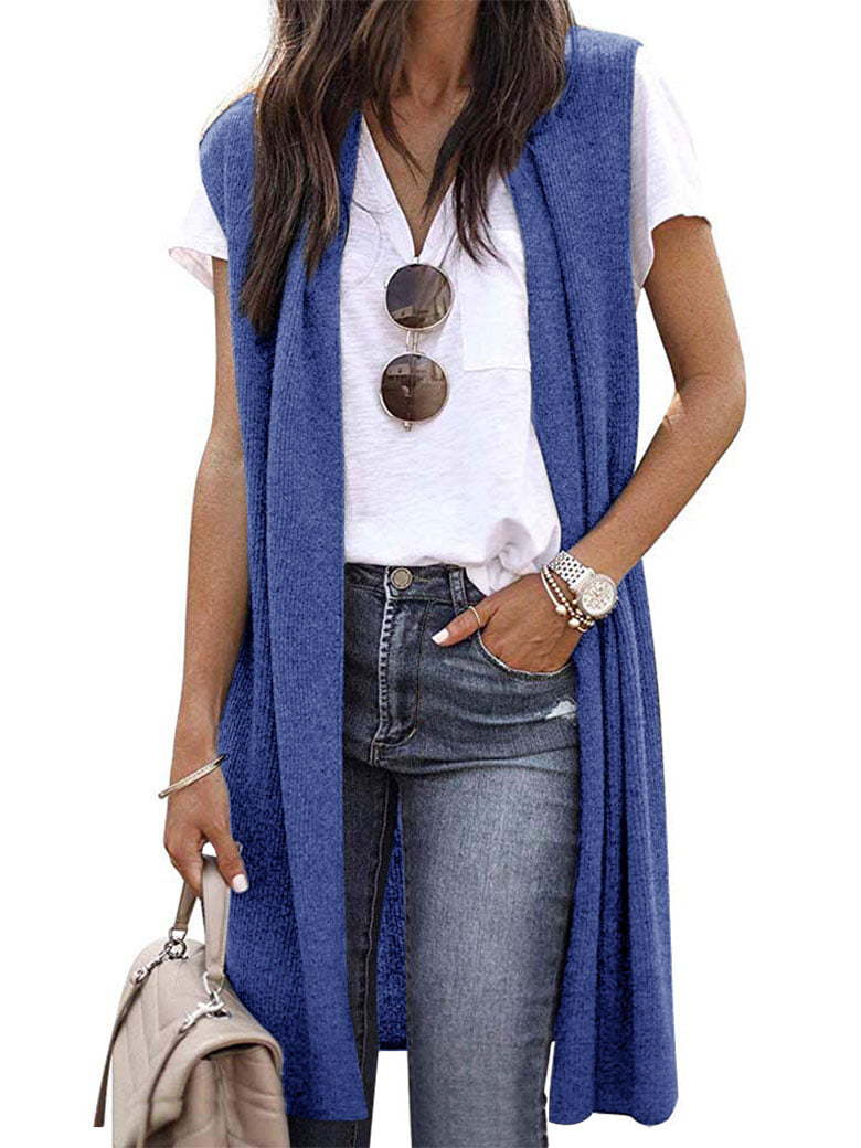 Women's Casual Oversized Open-Front Knit Vest