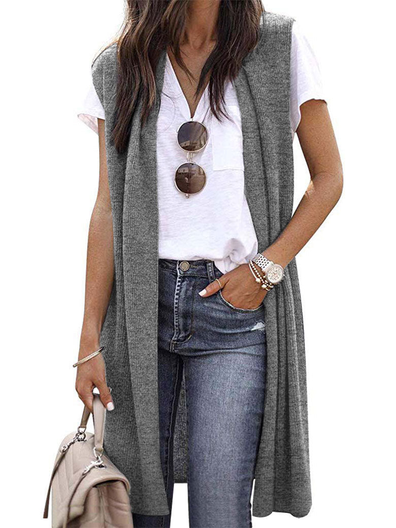 Women's Casual Oversized Open-Front Knit Vest