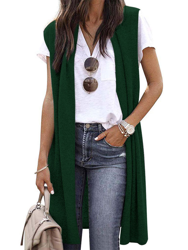 Women's Casual Oversized Open-Front Knit Vest