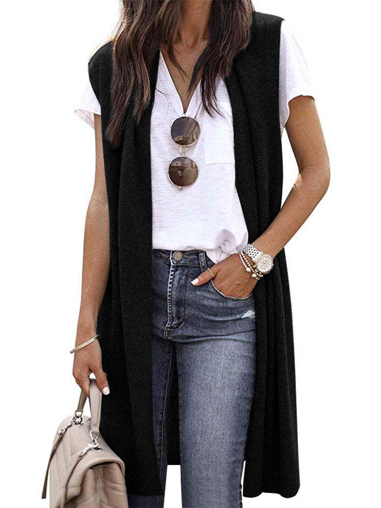 Women's Casual Oversized Open-Front Knit Vest