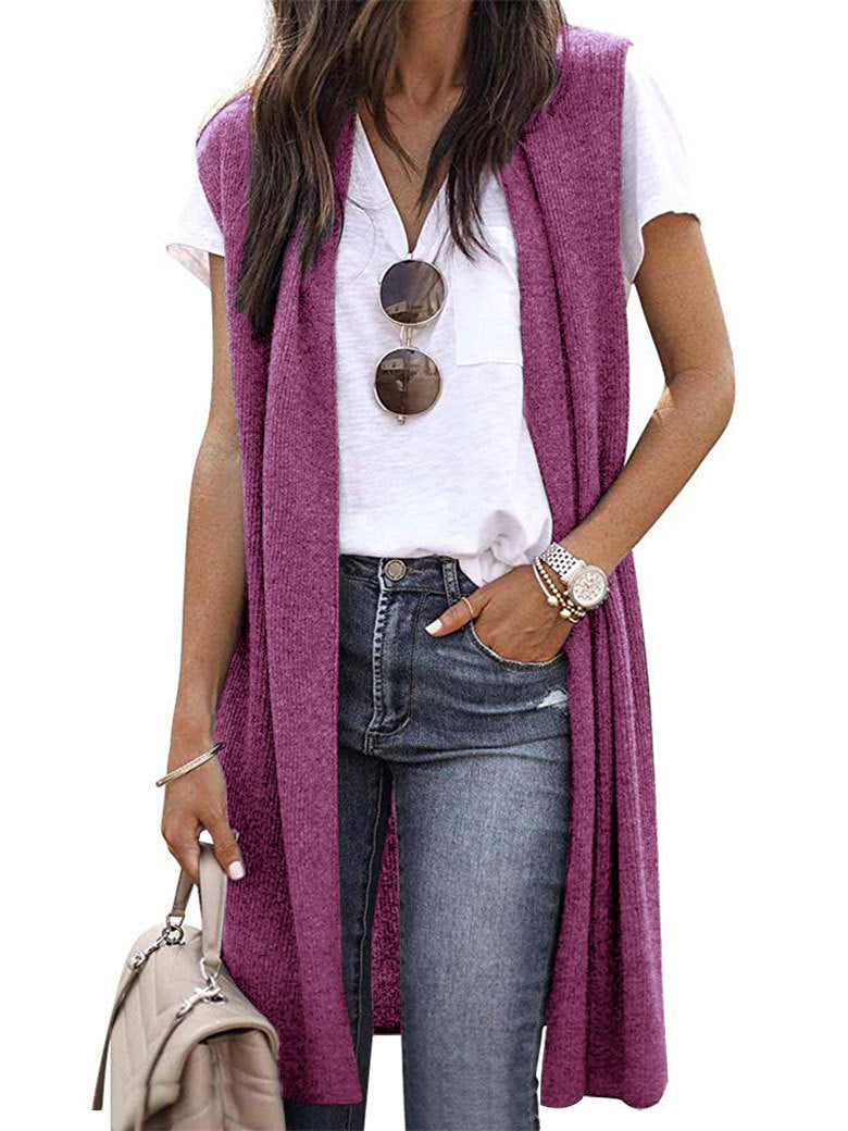 Women's Casual Oversized Open-Front Knit Vest
