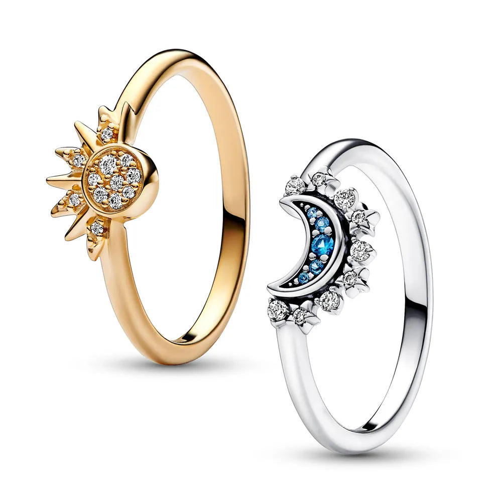 Women's Celestial Silver Ring with Crystal Sparkle