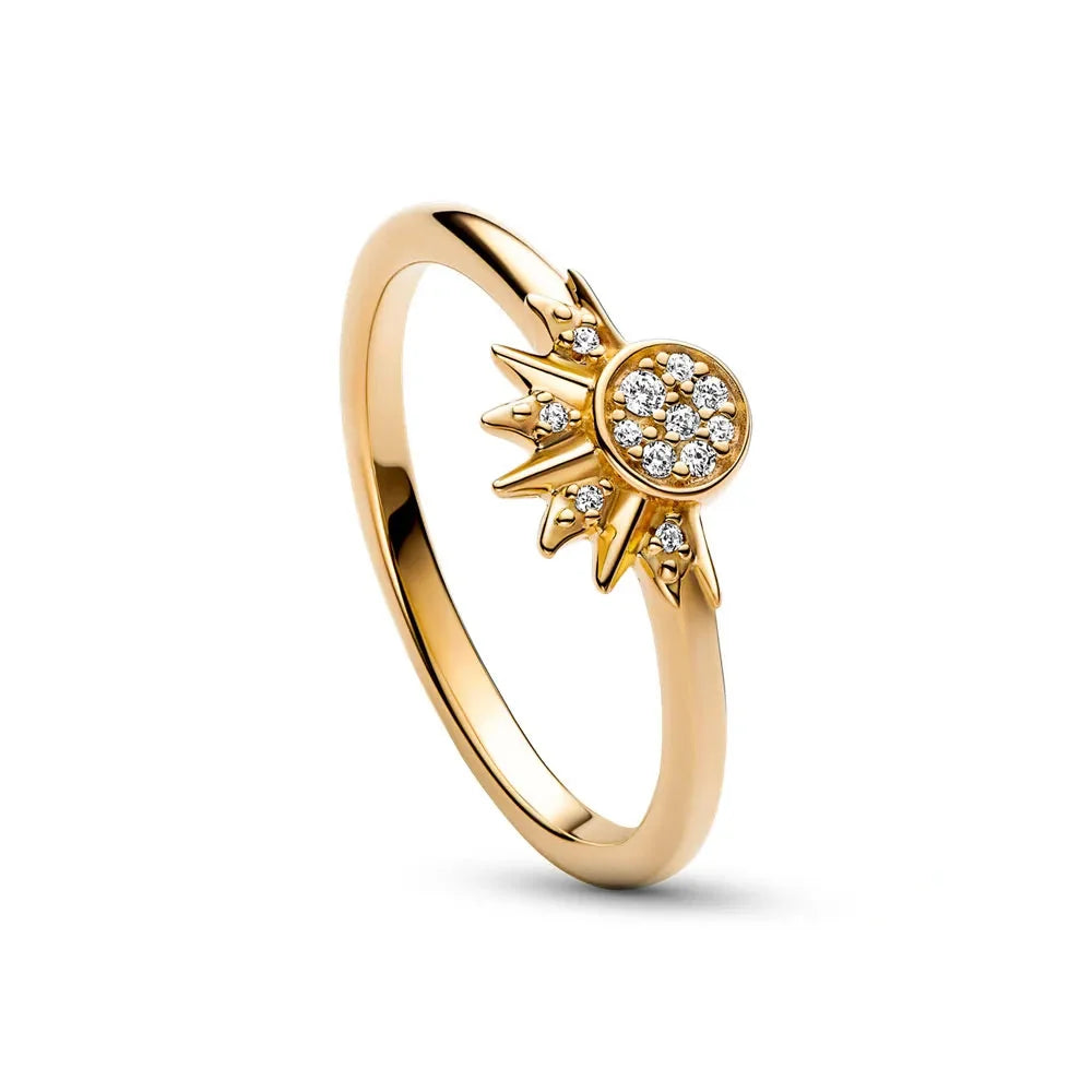 Women's Celestial Silver Ring with Crystal Sparkle