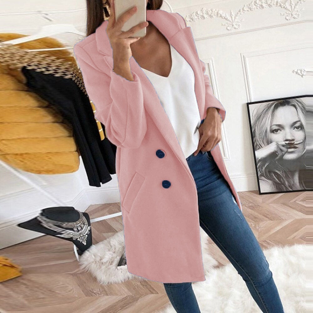 Manteau chic pour femme avec col à revers et poches