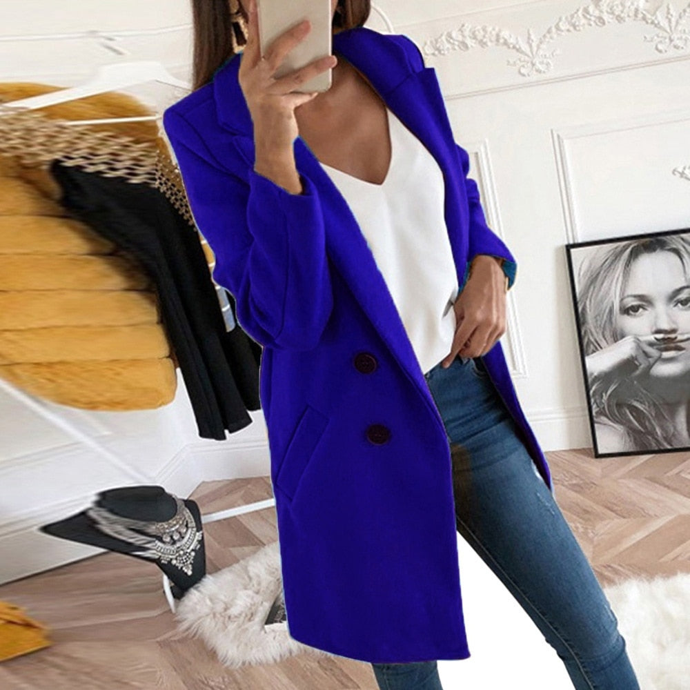 Manteau chic pour femme avec col à revers et poches