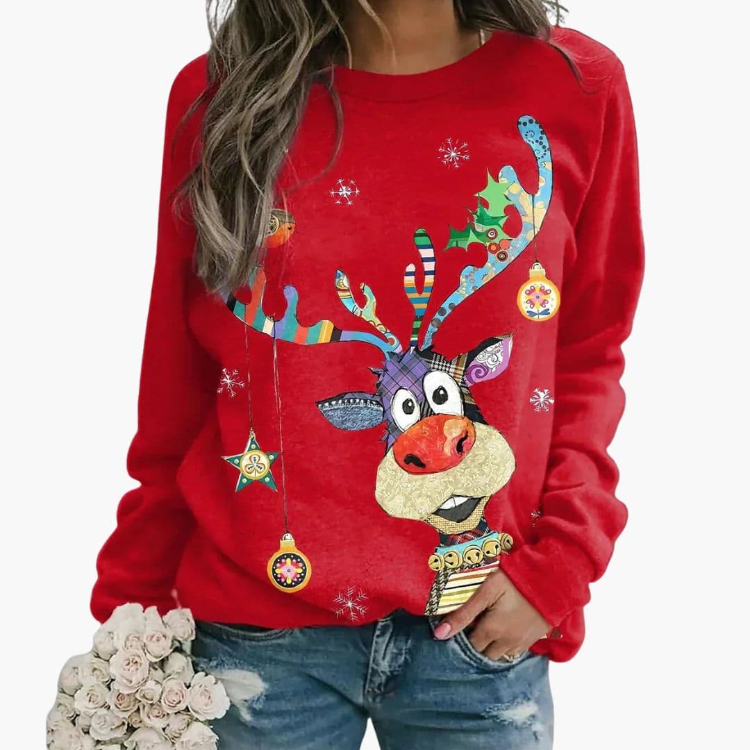 Women's Christmas Reindeer Print Casual Sweatshirt