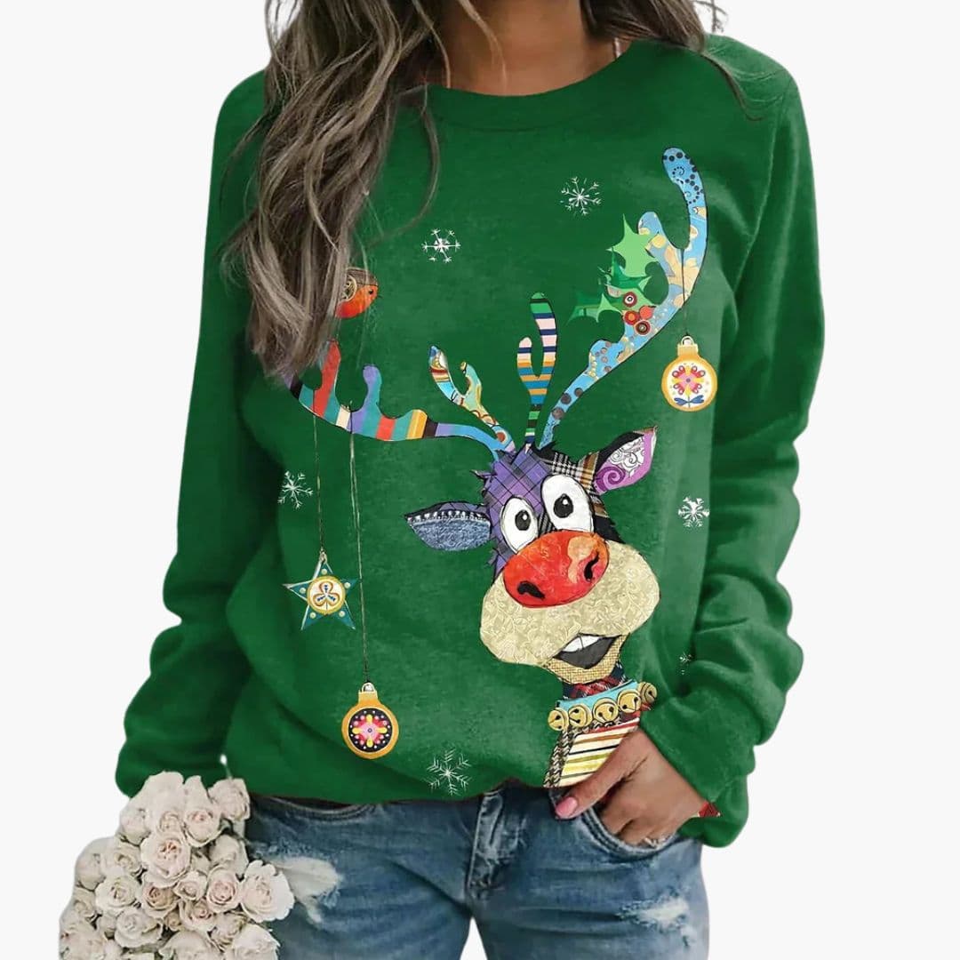 Women's Christmas Reindeer Print Casual Sweatshirt