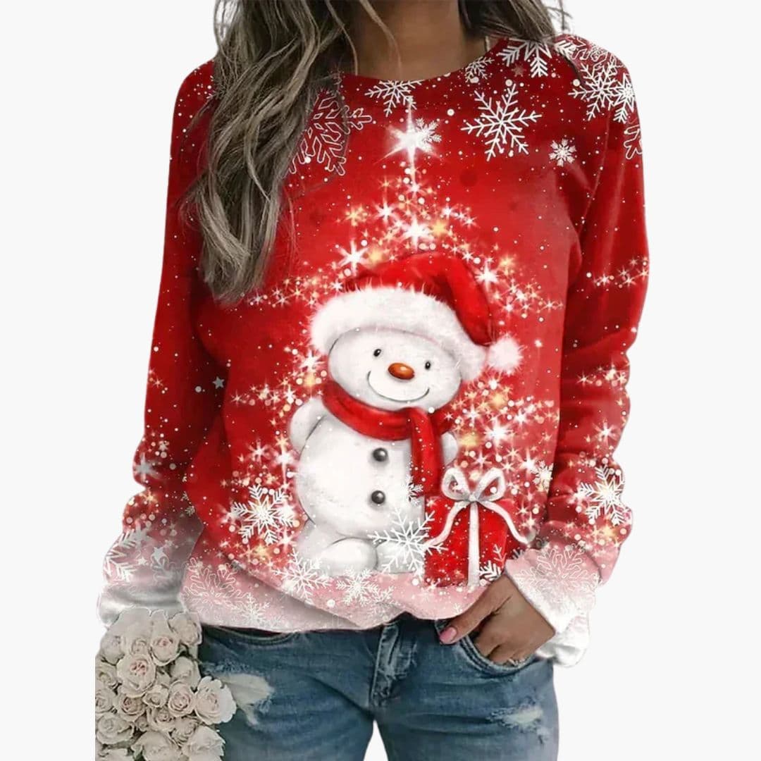 Women's Christmas Reindeer Print Casual Sweatshirt