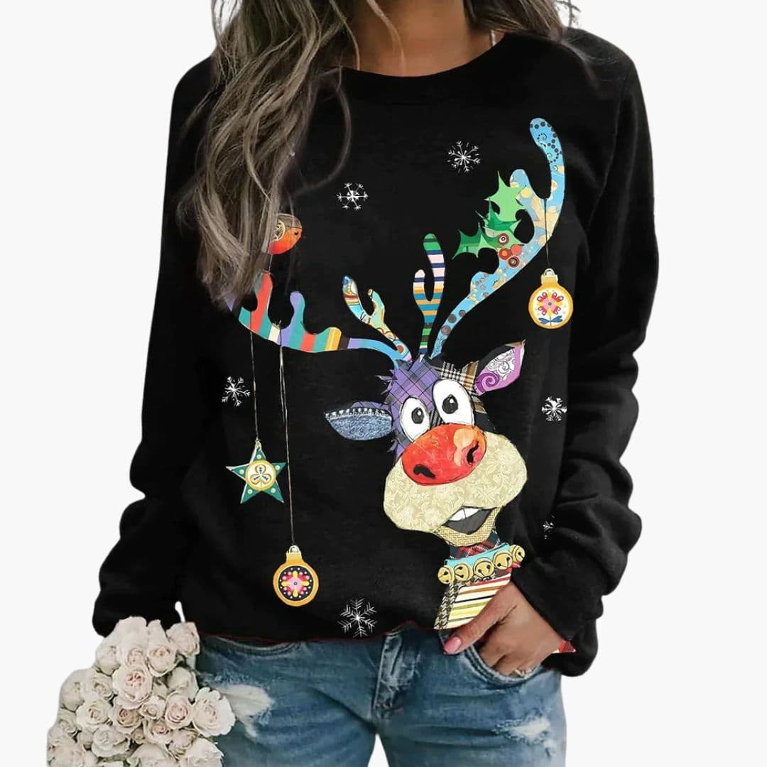 Women's Christmas Reindeer Print Casual Sweatshirt