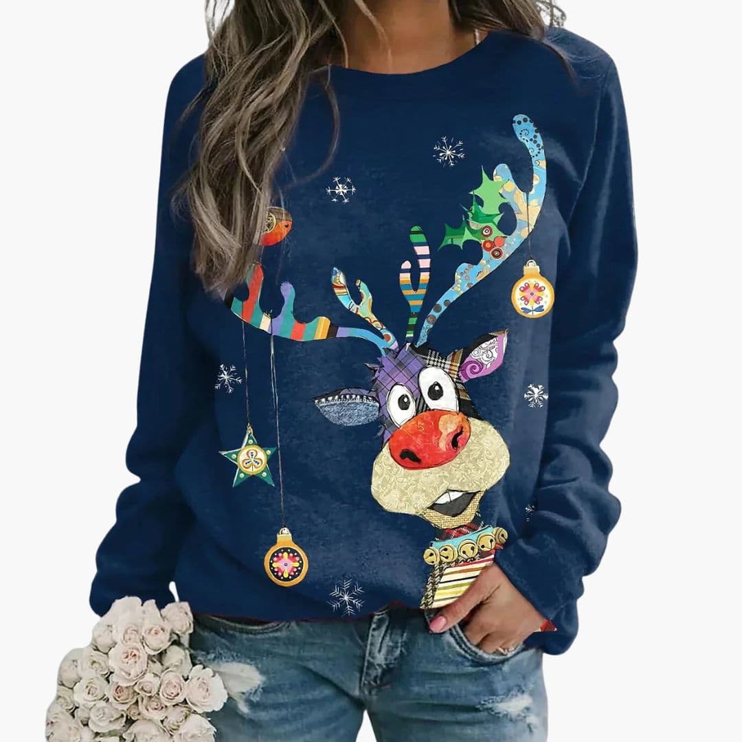 Women's Christmas Reindeer Print Casual Sweatshirt