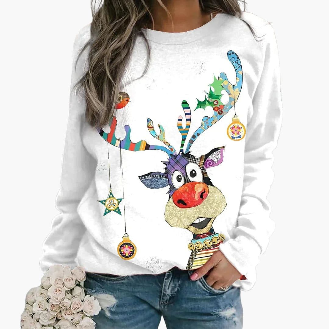 Women's Christmas Reindeer Print Casual Sweatshirt