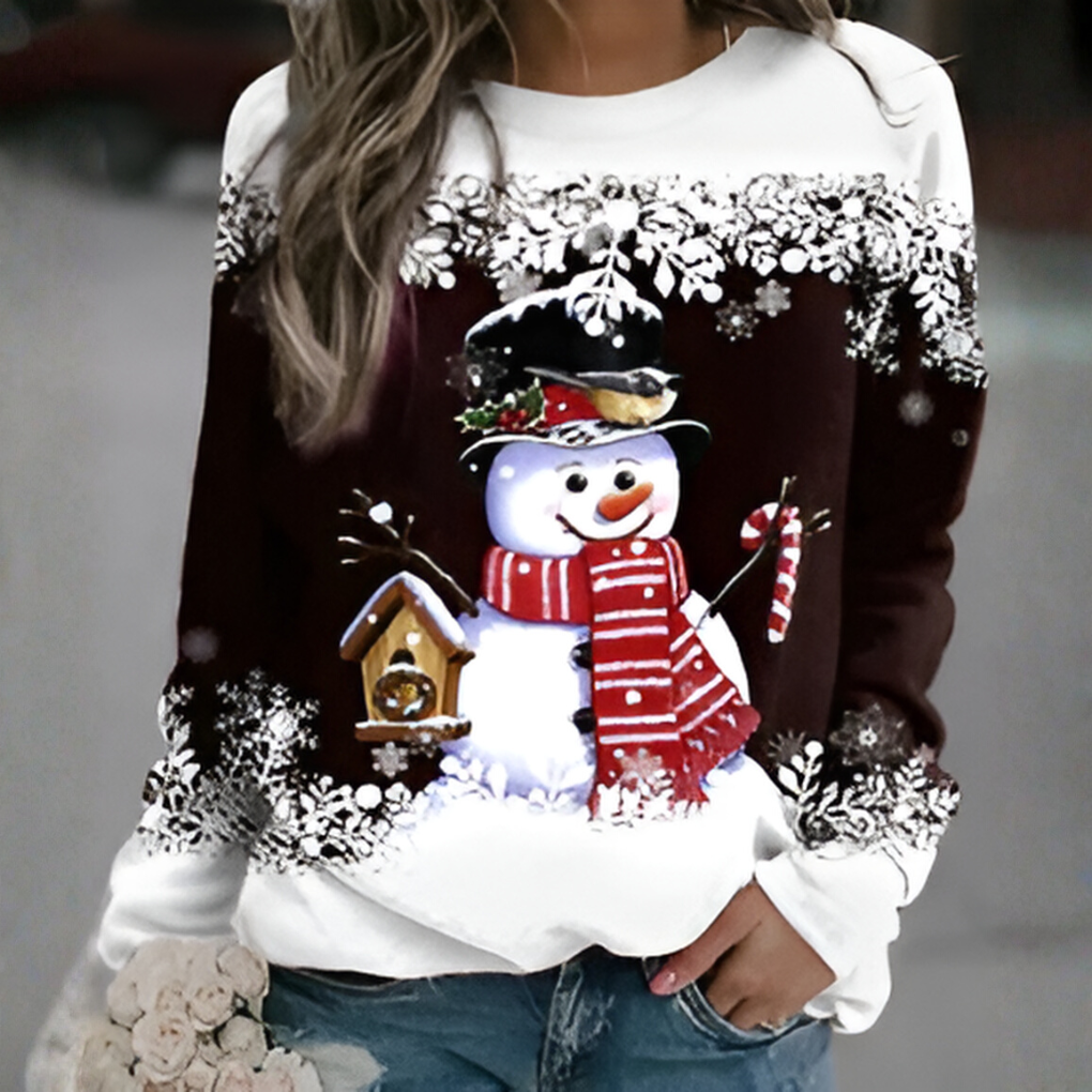 Women's Christmas Snowflake Print Sweater