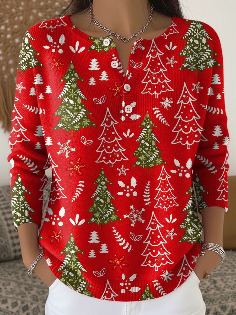 Pull de Noël pour femme avec boutons