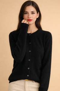 Women's Classic Button-Front Crew Neck Cardigan