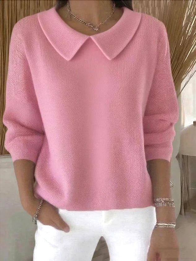 Women's Classic Long-Sleeve Collared Knit Sweater
