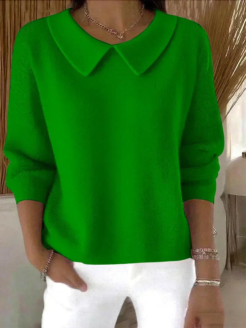 Women's Classic Long-Sleeve Collared Knit Sweater