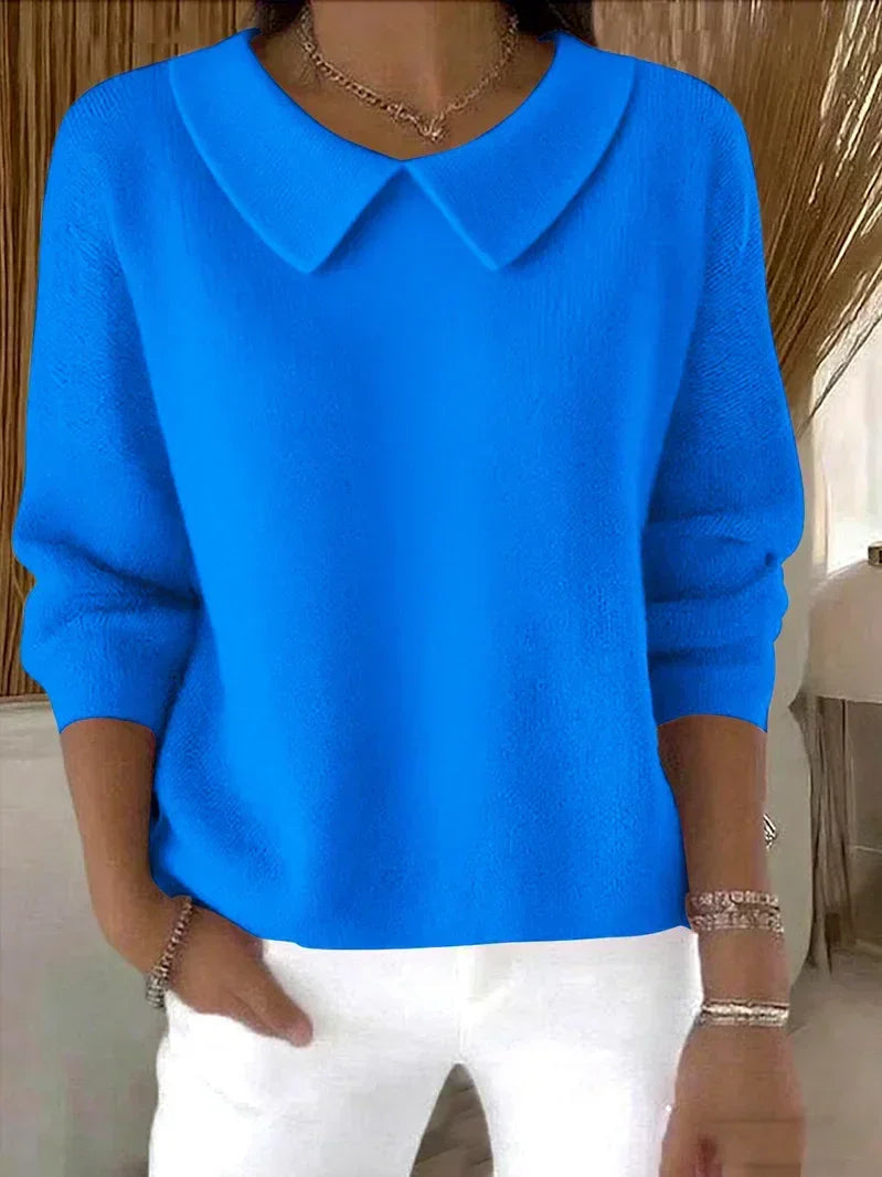 Women's Classic Long-Sleeve Collared Knit Sweater