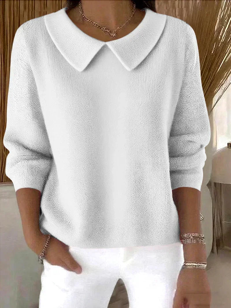 Women's Classic Long-Sleeve Collared Knit Sweater