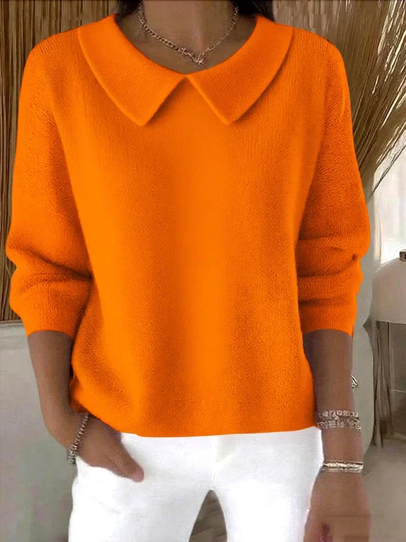 Women's Classic Long-Sleeve Collared Knit Sweater