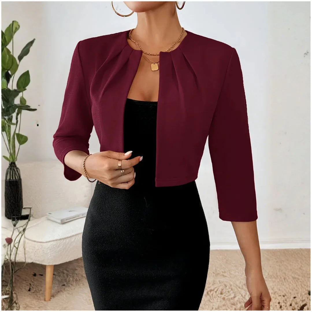 Women's Cropped 3/4-Sleeve Denim Blazer
