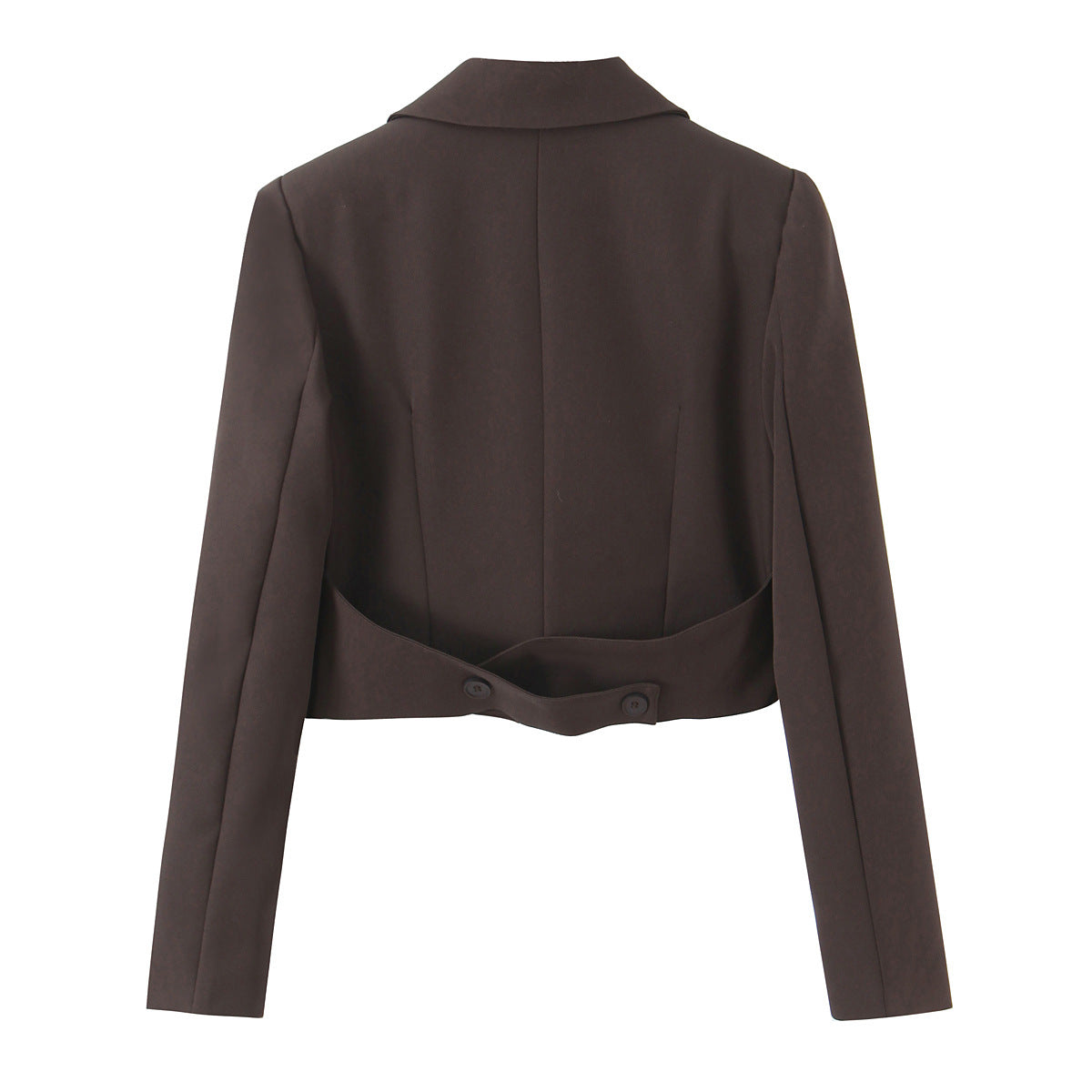 Women's Cropped Blazer with Double-Button Closure and Lapel Collar