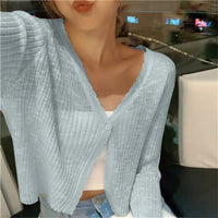 Women's Cropped Button-Front Summer Cardigan