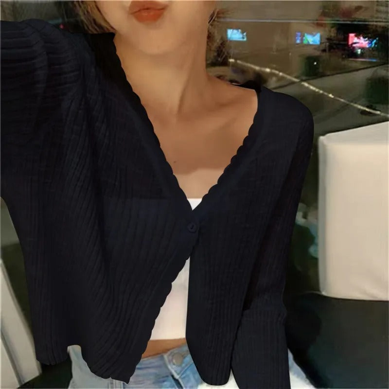 Women's Cropped Button-Front Summer Cardigan