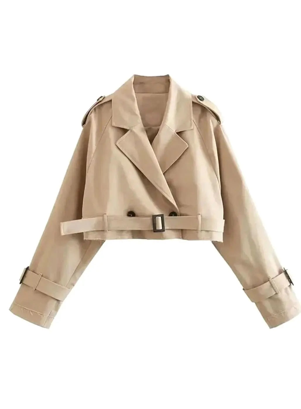 Veste trench beige courte à manches longues pour femme