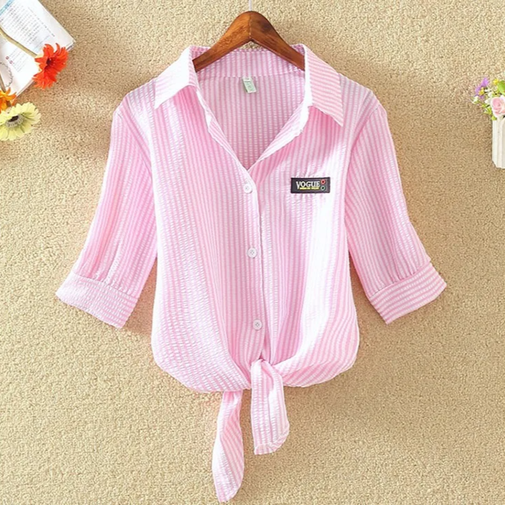 Women's Cropped Tie-Front Blouse