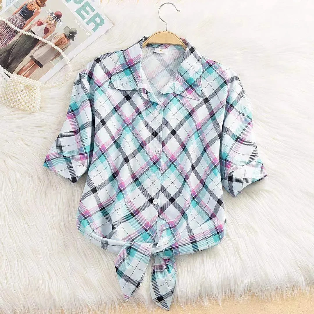 Women's Cropped Tie-Front Blouse