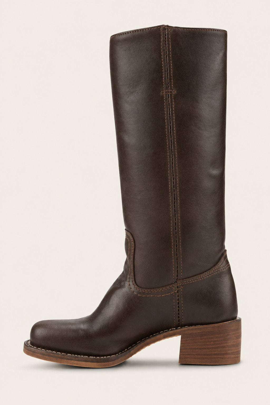 Women's Dark Brown Leather Knee-High Block-Heel Boots