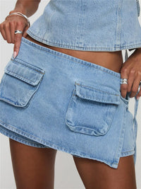 Women's Denim Utility Cargo Mini Skirt