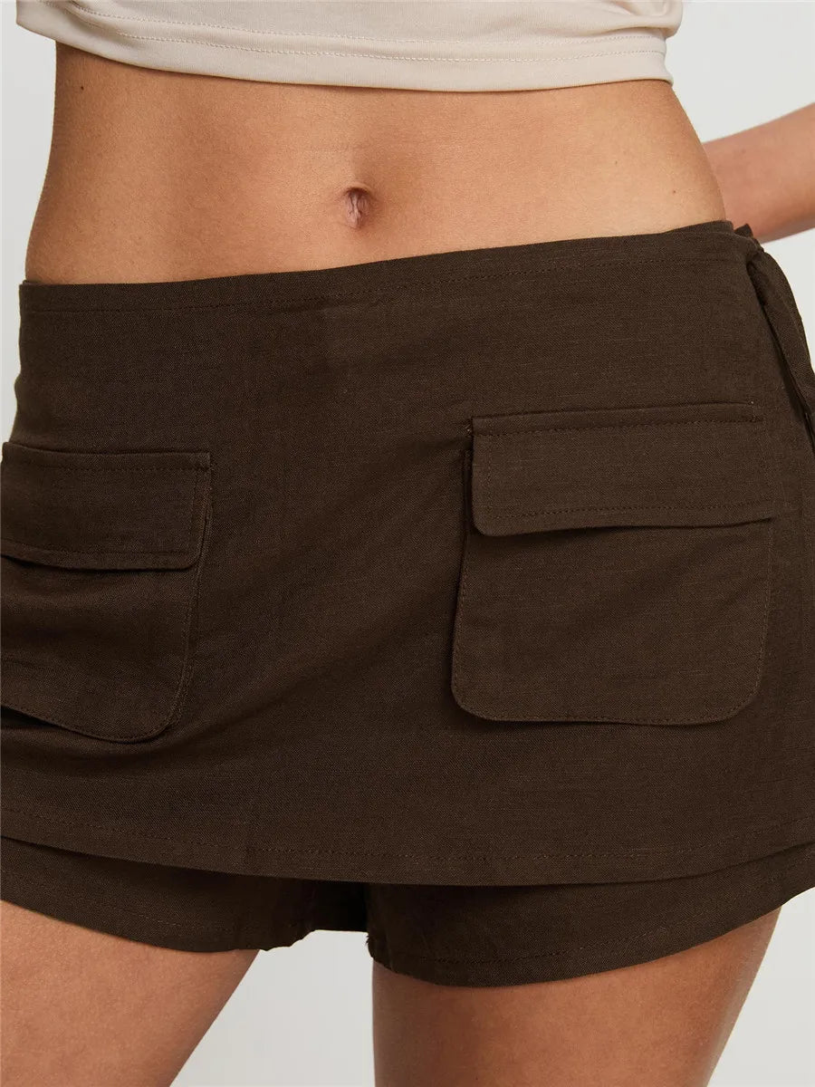 Women's Denim Utility Cargo Mini Skirt